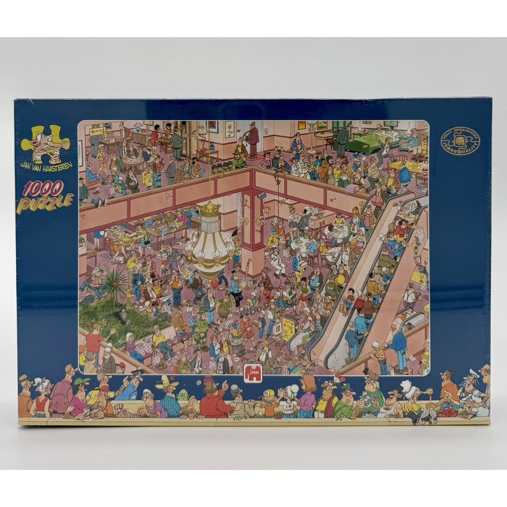Jan van Haasteren SHOP TIL YOU DROP Comic Puzzle 1000 Pc  JUMBO Sealed! Vintage
